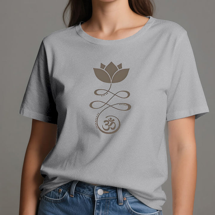 T-shirt Olivenorma Yoga Fiore di loto simbolo Om