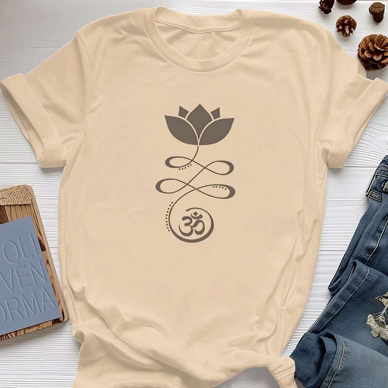 T-shirt Olivenorma Yoga Fiore di loto simbolo Om