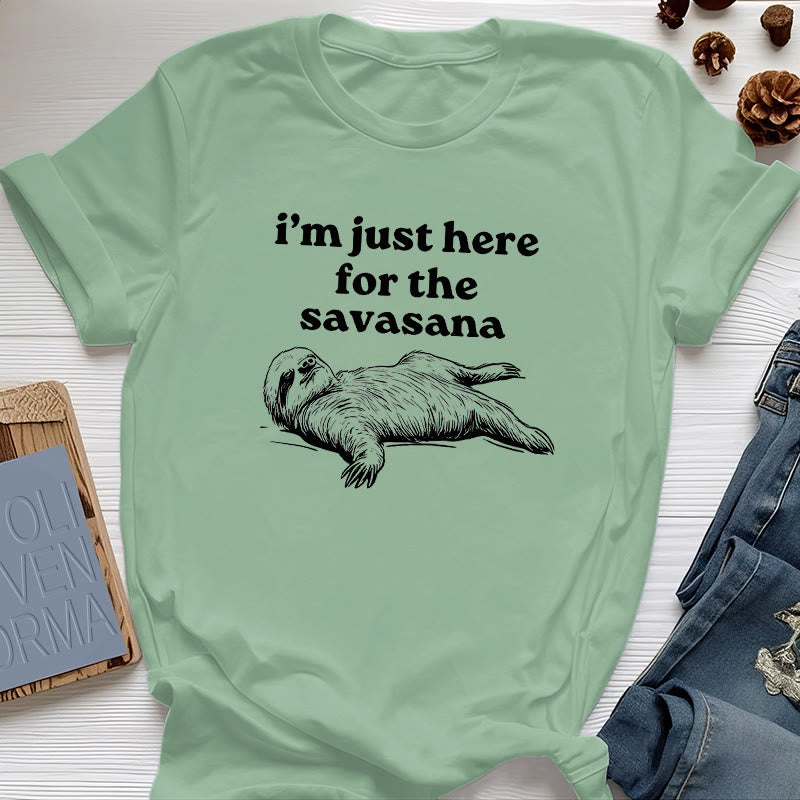 Maglietta Olivenorma Sloth Yoga "Sono qui solo per Savasana" - Verde chiaro - 2XL - image 2