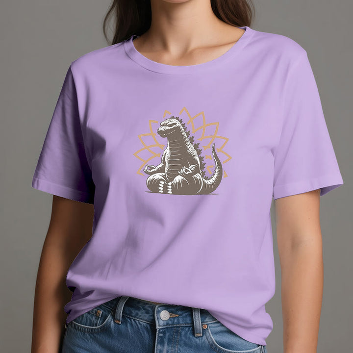 Maglietta divertente Olivenorma con dinosauro e meditazione yoga