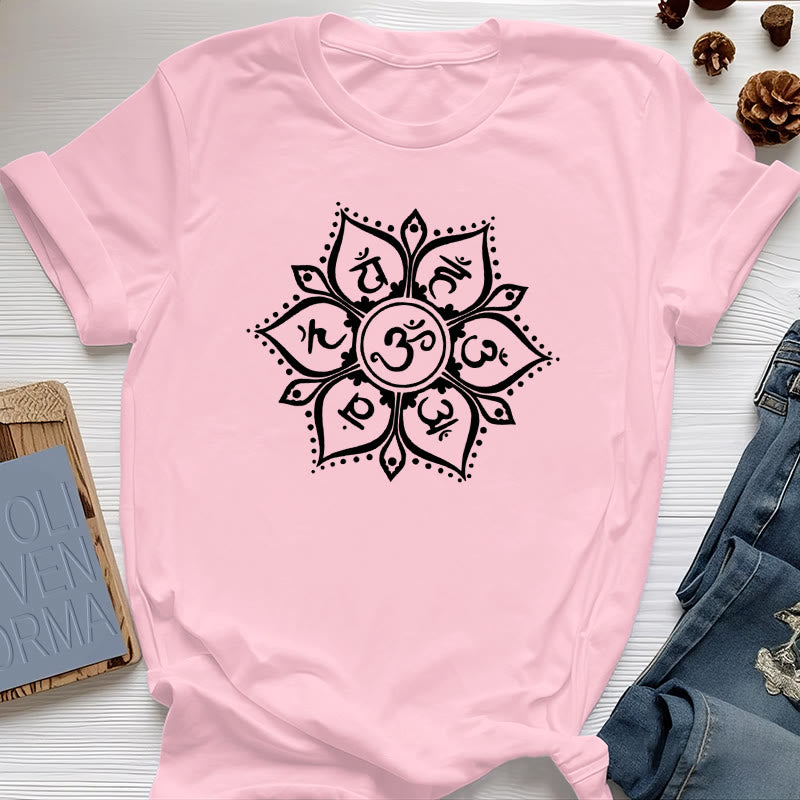 Maglietta Olivenorma con i simboli dei sette chakra - Rosa - 2XL - image 0