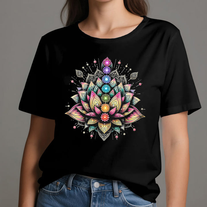 T-shirt per meditazione yoga con fiore di loto Chakra Olivenorma - image 1