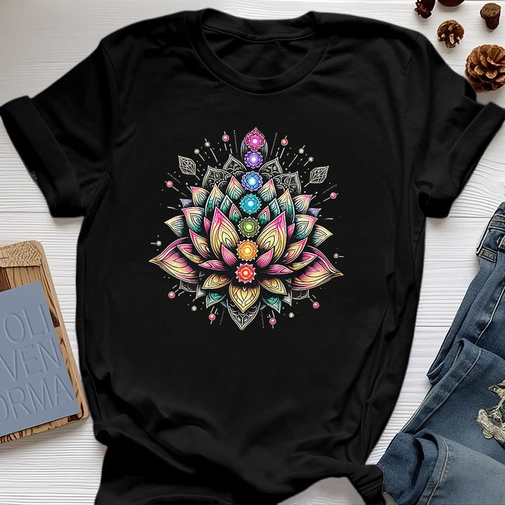 T-shirt per meditazione yoga con fiore di loto Chakra Olivenorma - Nero - 2XL - image 0