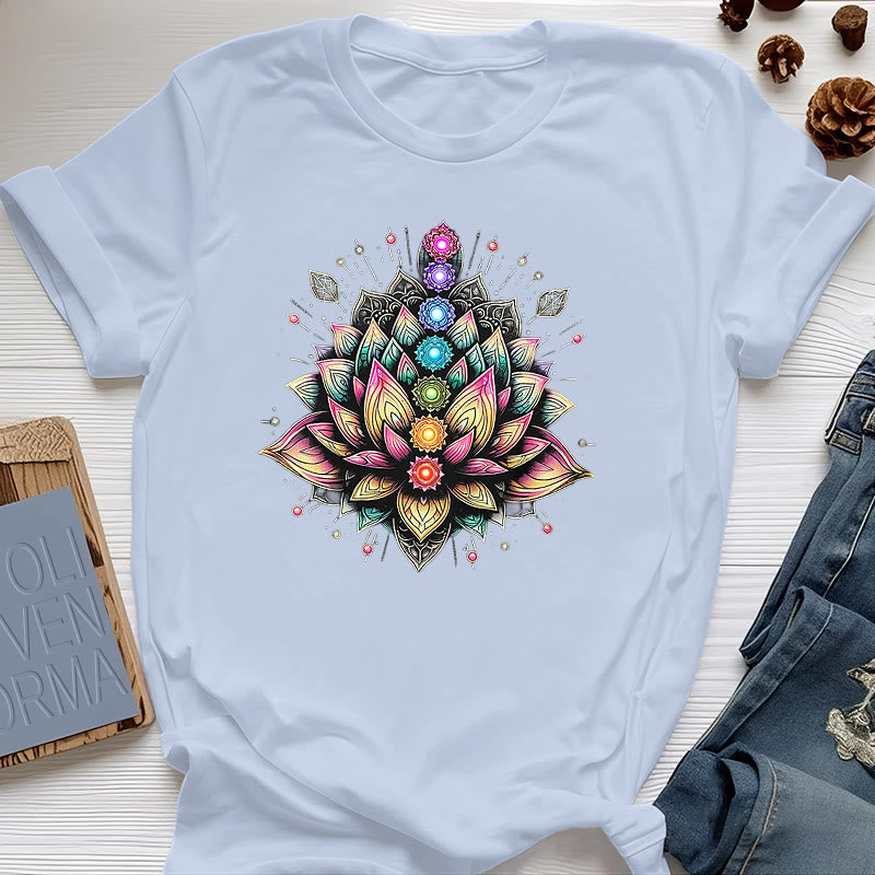T-shirt per meditazione yoga con fiore di loto Chakra Olivenorma - Blu - 2XL - image 12