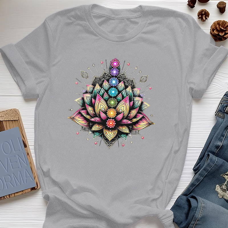 T-shirt per meditazione yoga con fiore di loto Chakra Olivenorma - Grigio - 2XL - image 8
