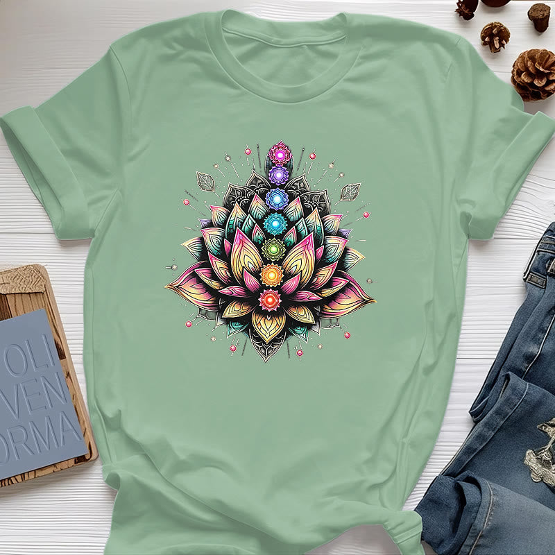 T-shirt per meditazione yoga con fiore di loto Chakra Olivenorma - Verde chiaro - 2XL - image 18