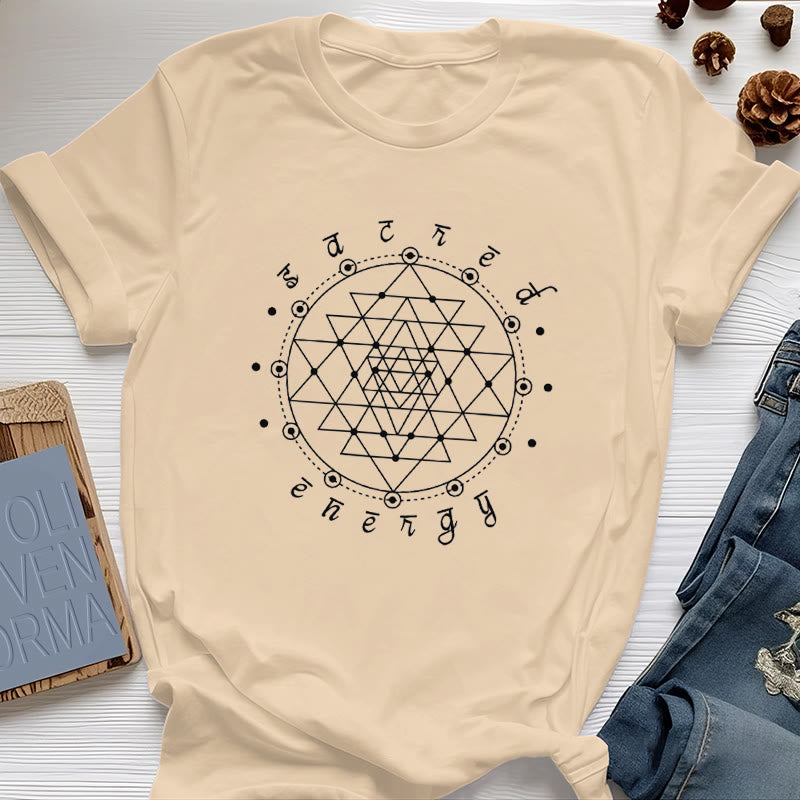 Maglietta spirituale Olivenorma Sacred Energy Sri Yantra - Giallo - 2XL - image 9