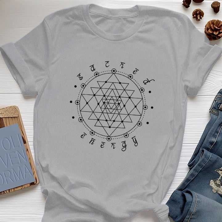 Maglietta spirituale Olivenorma Sacred Energy Sri Yantra - Grigio - 2XL - image 7