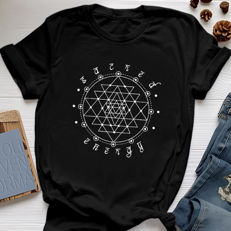 Maglietta spirituale Olivenorma Sacred Energy Sri Yantra - Nero - 2XL - image 5