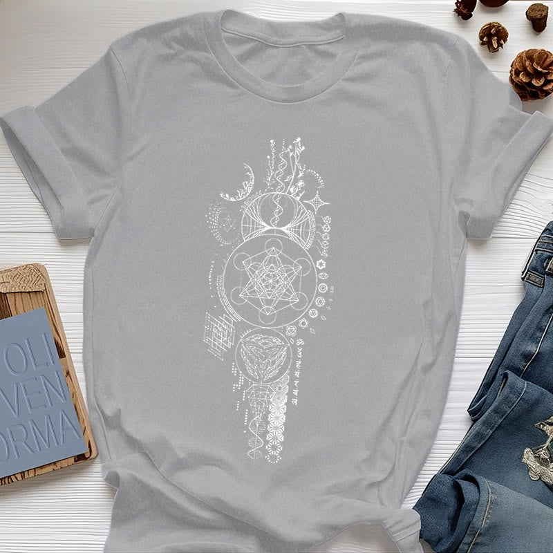 Maglietta Olivenorma Fiore della Vita Geometria Sacra - Grigio - 2XL - image 7