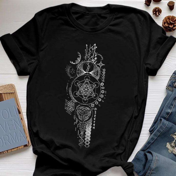 Maglietta Olivenorma Fiore della Vita Geometria Sacra - Nero - 2XL - image 0