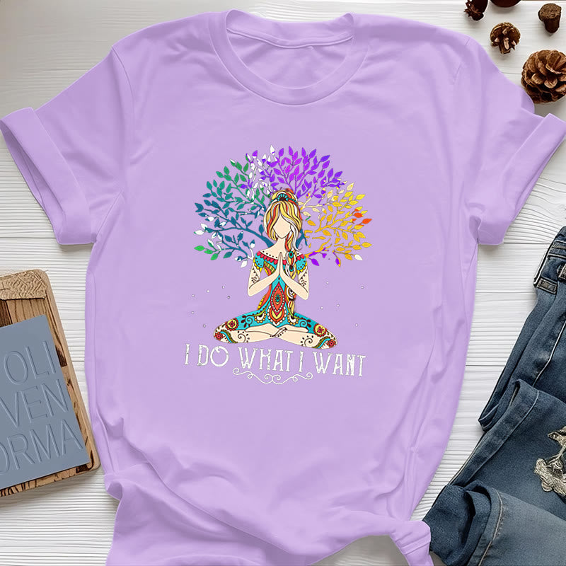 Maglietta yoga e meditazione Olivenorma "Faccio quello che voglio" - Viola - 2XL - image 16