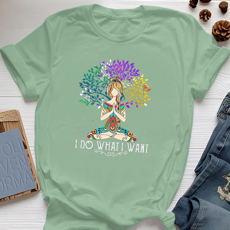 Maglietta yoga e meditazione Olivenorma "Faccio quello che voglio" - Verde chiaro - 2XL - image 18
