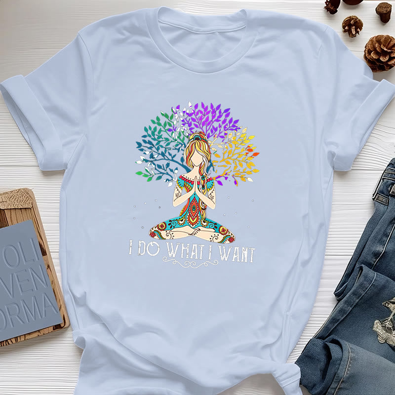Maglietta yoga e meditazione Olivenorma "Faccio quello che voglio" - Blu - 2XL - image 12