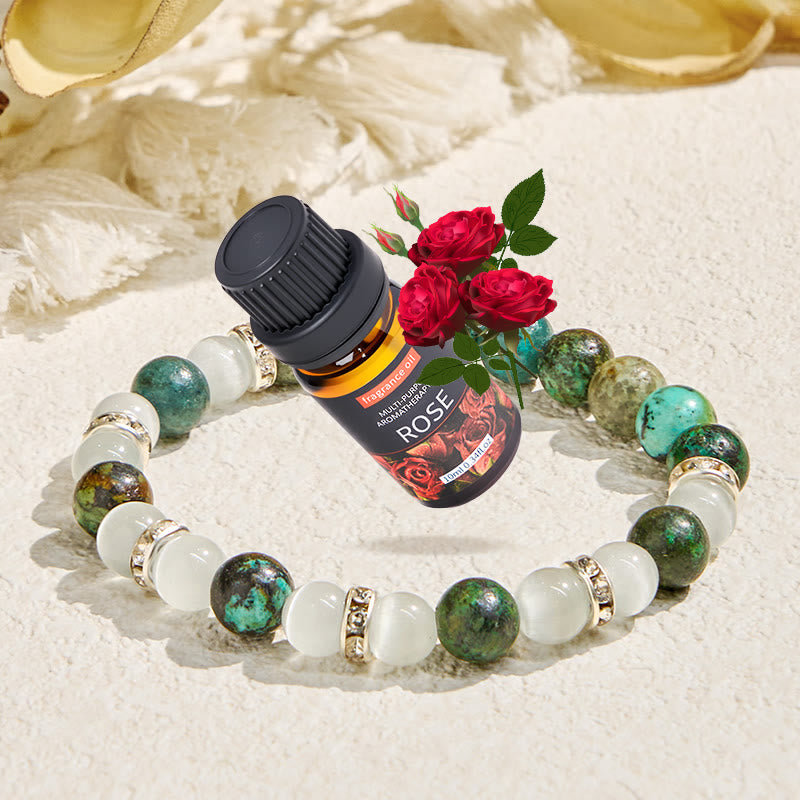 Braccialetto Olivenorma "Serenite Flow" con oli essenziali calmanti e purificanti in turchese africano - Bracciale + Olio Essenziale di Rosa - image 1