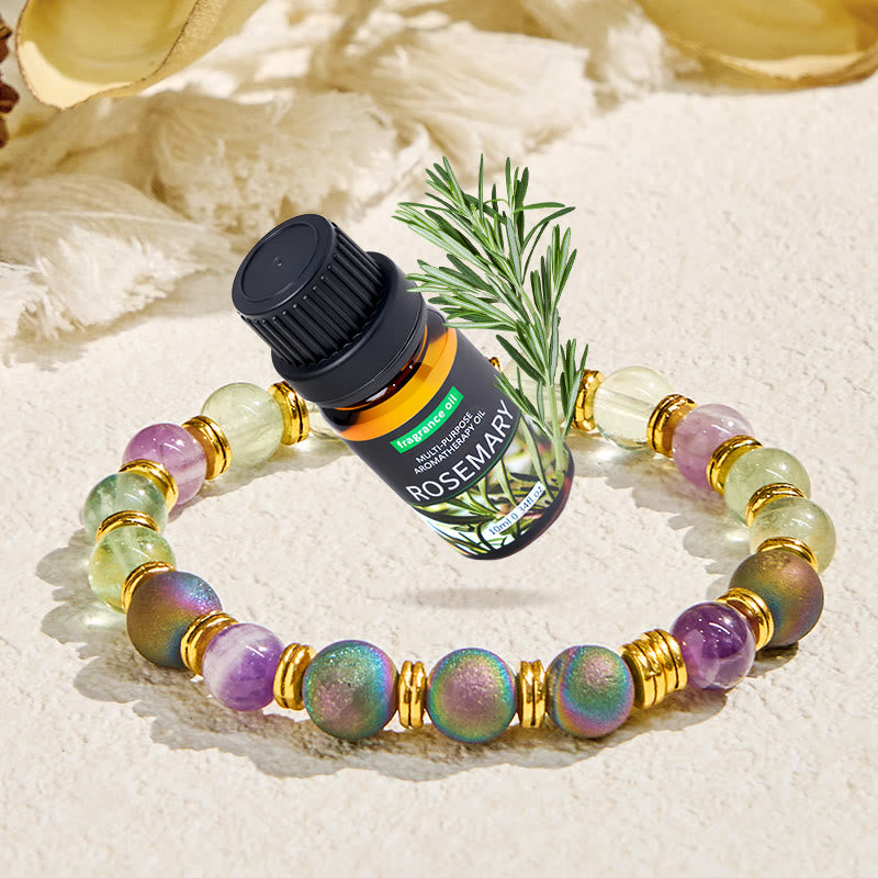 Braccialetto purificante con olio essenziale di fluorite Olivenorma "Auralith Harmony" - Bracciale + olio essenziale di rosmarino - image 1