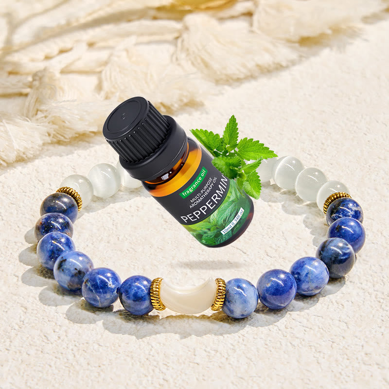 Olivenorma "Luna e Marea" Braccialetto con oli essenziali a mezzaluna per l'equilibrio delle emozioni - Bracciale + olio essenziale di menta piperita - image 1
