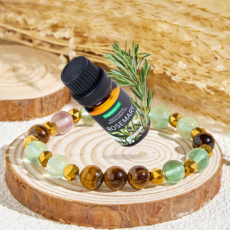 Braccialetto con oli essenziali di fluorite "Forest Breeze" Olivenorma per l'equilibrio emotivo - Bracciale + Olio Essenziale di Rosmarino - image 1