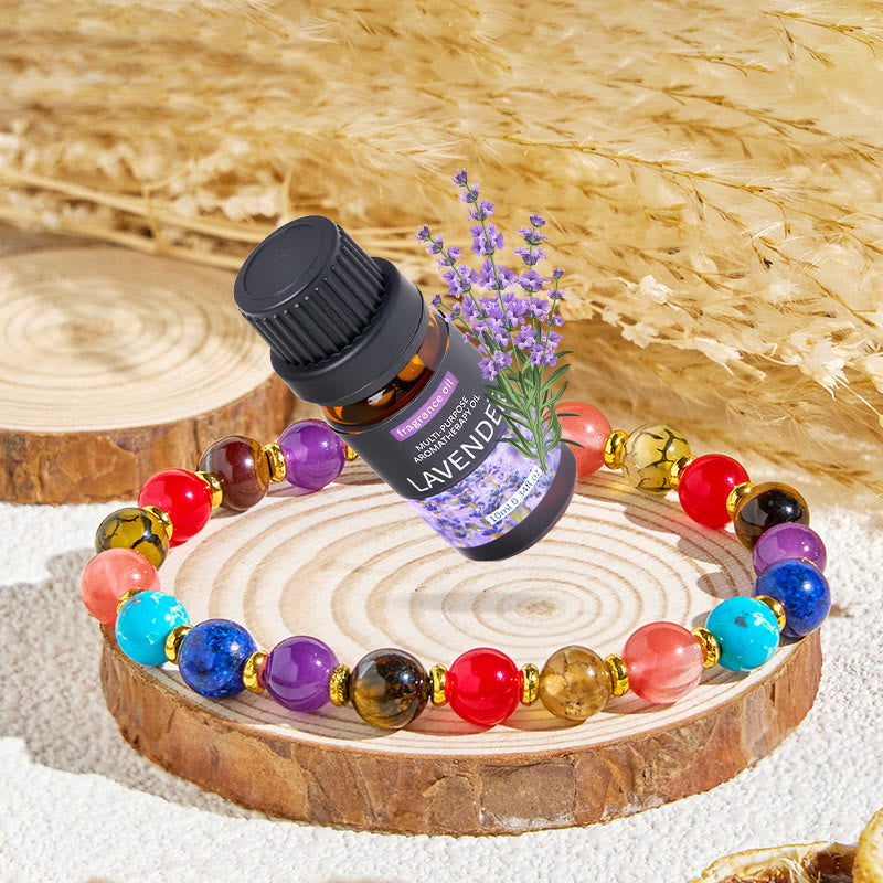 Braccialetto con oli essenziali di pietre preziose positive "Nature's Palette" di Olivenorma - Bracciale + Olio Essenziale di Lavanda - image 1
