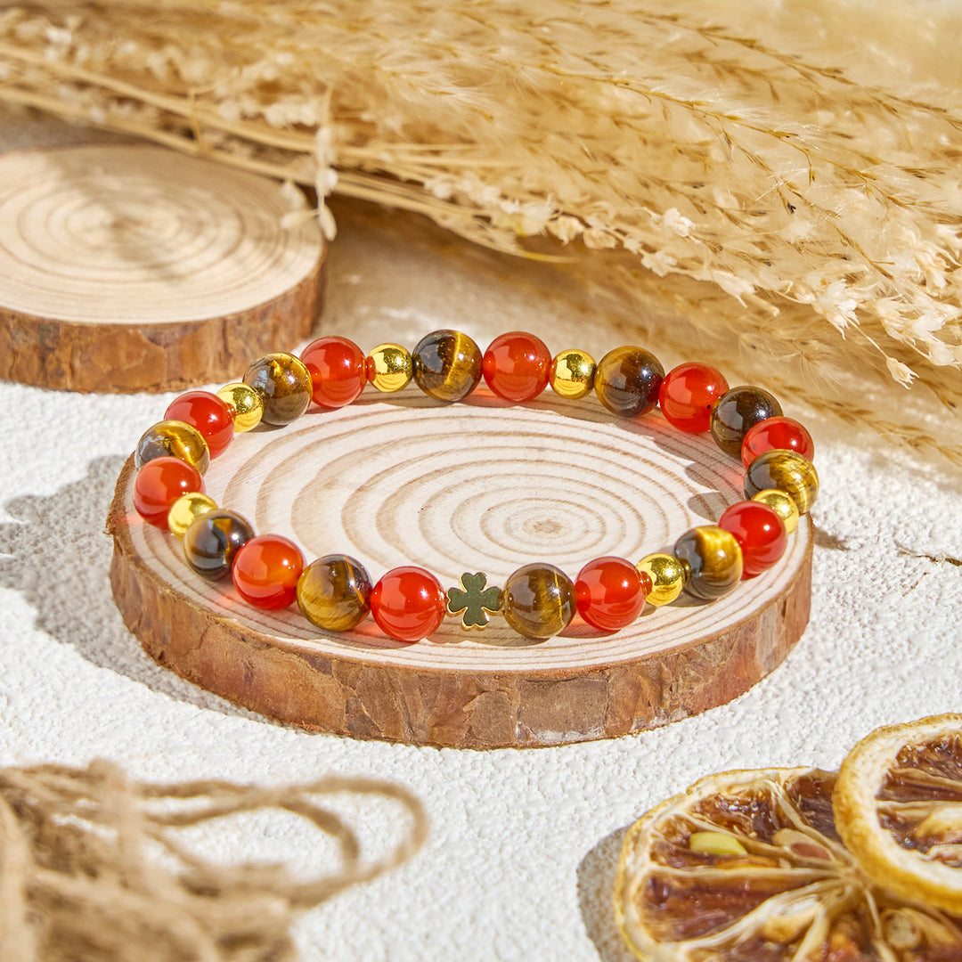 Bracciale Olivenorma "Lucky Clover" con olio essenziale di occhio di tigre e agata rossa - Solo braccialetto - image 5