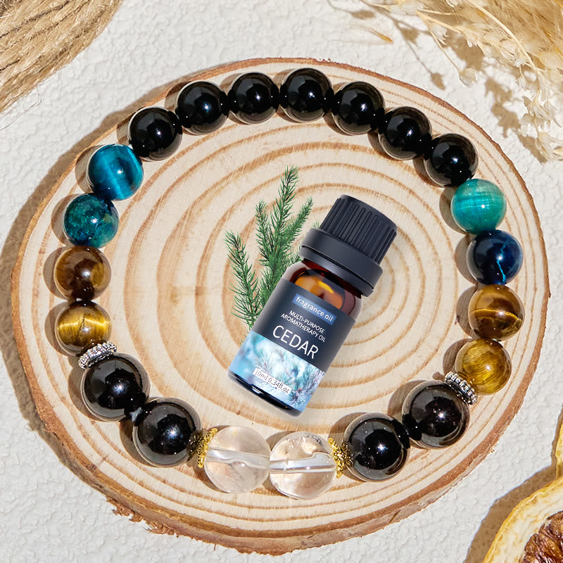 Bracciale Olivenorma "Deep Palette" con oli essenziali detergenti in ematite e cristalli trasparenti - image 4