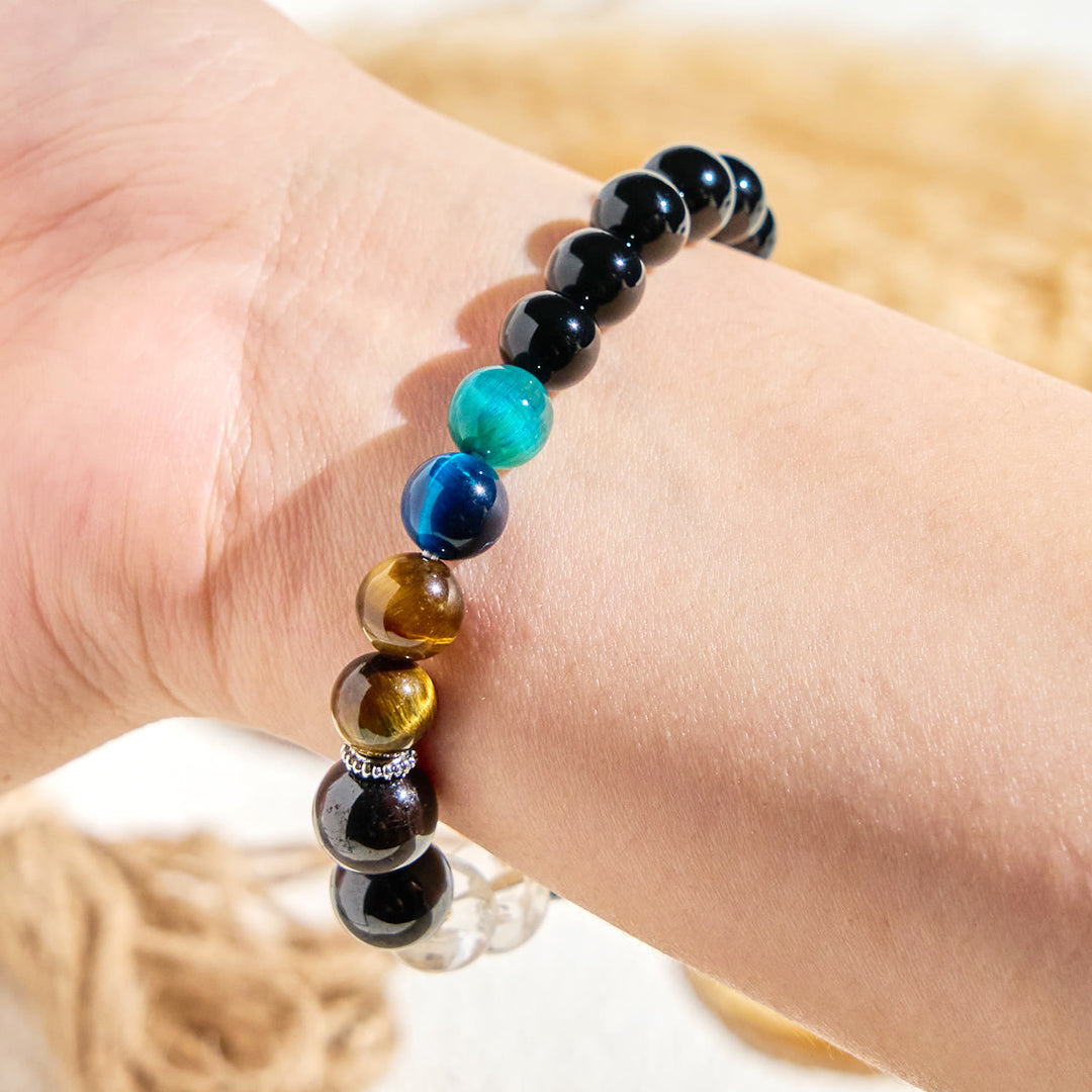 Bracciale Olivenorma "Deep Palette" con oli essenziali detergenti in ematite e cristalli trasparenti - image 7