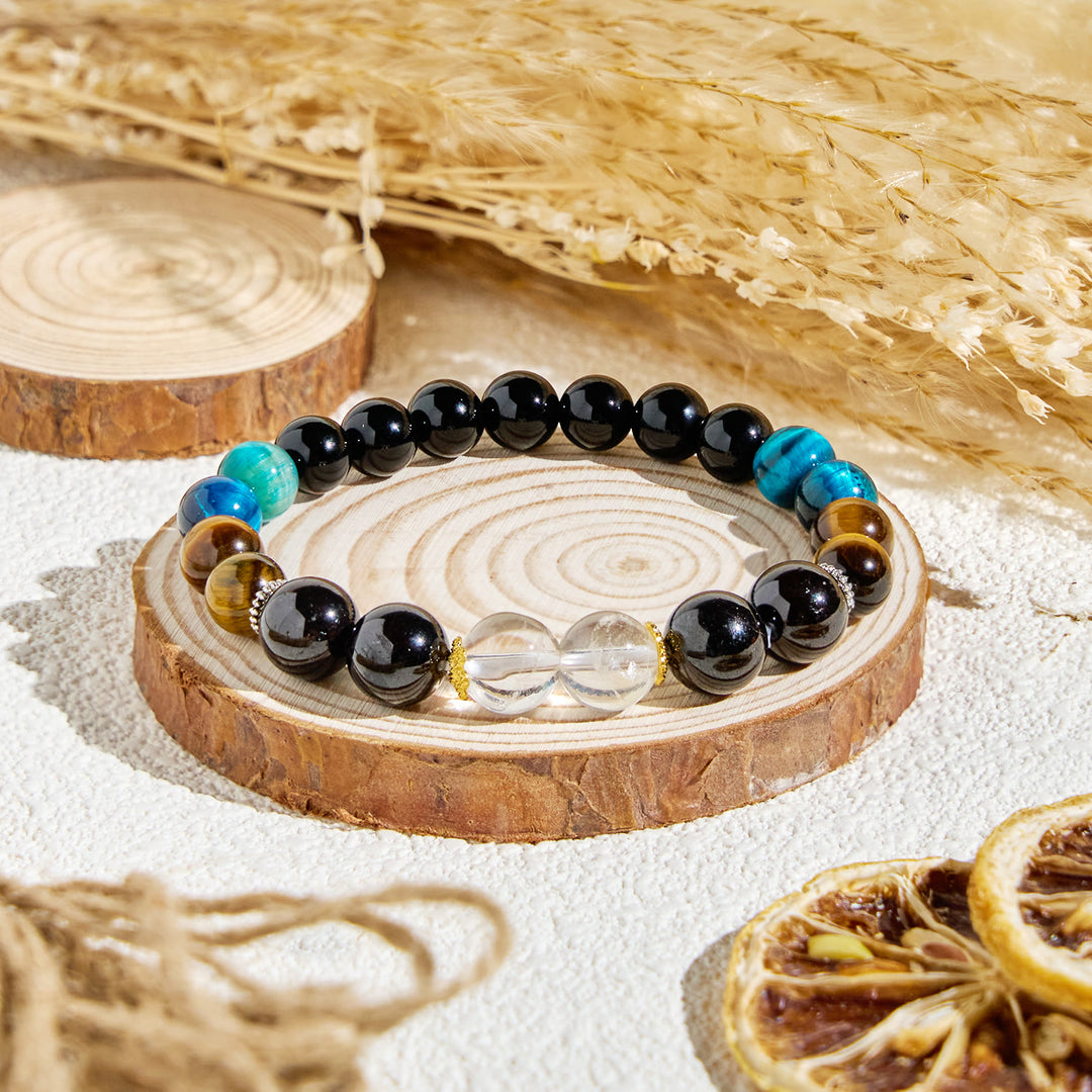 Bracciale Olivenorma "Deep Palette" con oli essenziali detergenti in ematite e cristalli trasparenti - Solo braccialetto - image 5