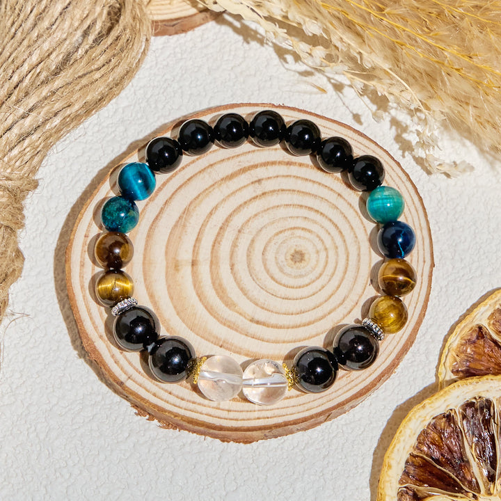 Bracciale Olivenorma "Deep Palette" con oli essenziali detergenti in ematite e cristalli trasparenti - image 8
