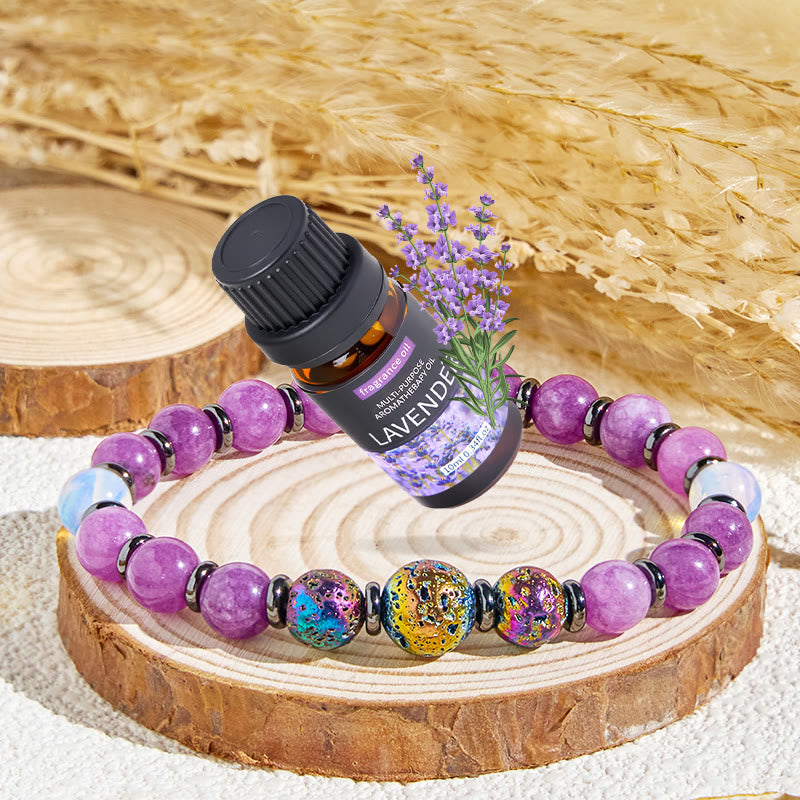 Braccialetto di purificazione energetica con oli essenziali Olivenorma "Purple Nova" in ametista - Bracciale + Olio Essenziale di Lavanda - image 1