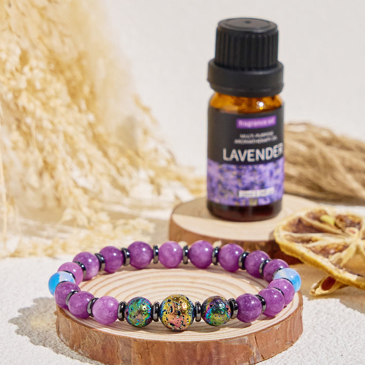 Braccialetto di purificazione energetica con oli essenziali Olivenorma "Purple Nova" in ametista - image 3