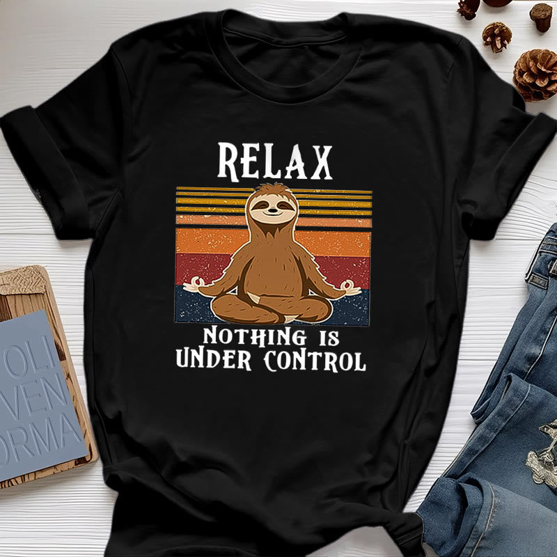 Maglietta in cotone retrò con bradipo rilassato Olivenorma - Nero - 2XL - image 7