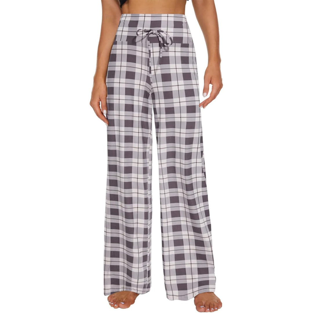 Pantaloni da pigiama da donna Olivenorma , morbidi e comodi - Plaid grigio e bianco - XXL - image 15