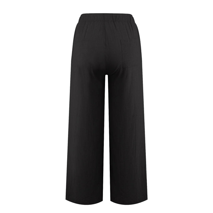 Pantaloni a gamba larga in cotone e lino da donna Olivenorma - image 5