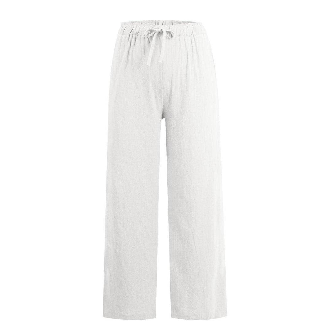 Pantaloni a gamba larga in cotone e lino da donna Olivenorma