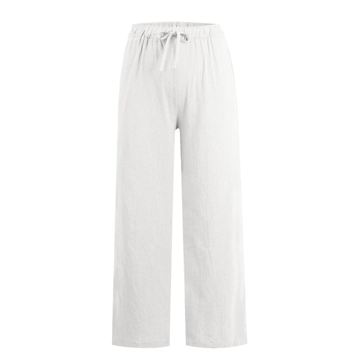 Pantaloni a gamba larga in cotone e lino da donna Olivenorma
