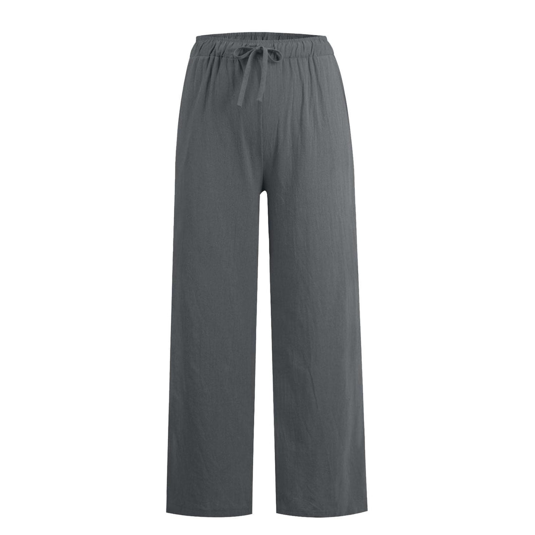 Pantaloni a gamba larga in cotone e lino da donna Olivenorma - image 24