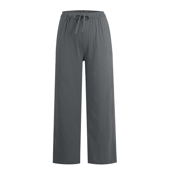 Pantaloni a gamba larga in cotone e lino da donna Olivenorma - image 24