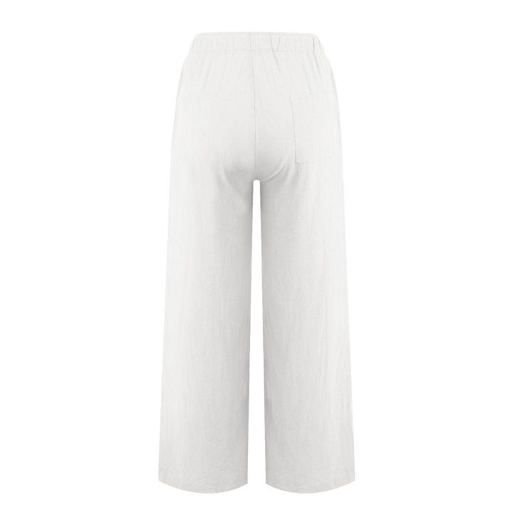 Pantaloni a gamba larga in cotone e lino da donna Olivenorma - image 15