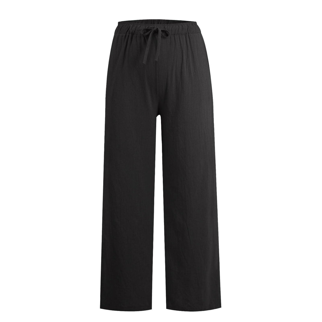 Pantaloni a gamba larga in cotone e lino da donna Olivenorma - image 4