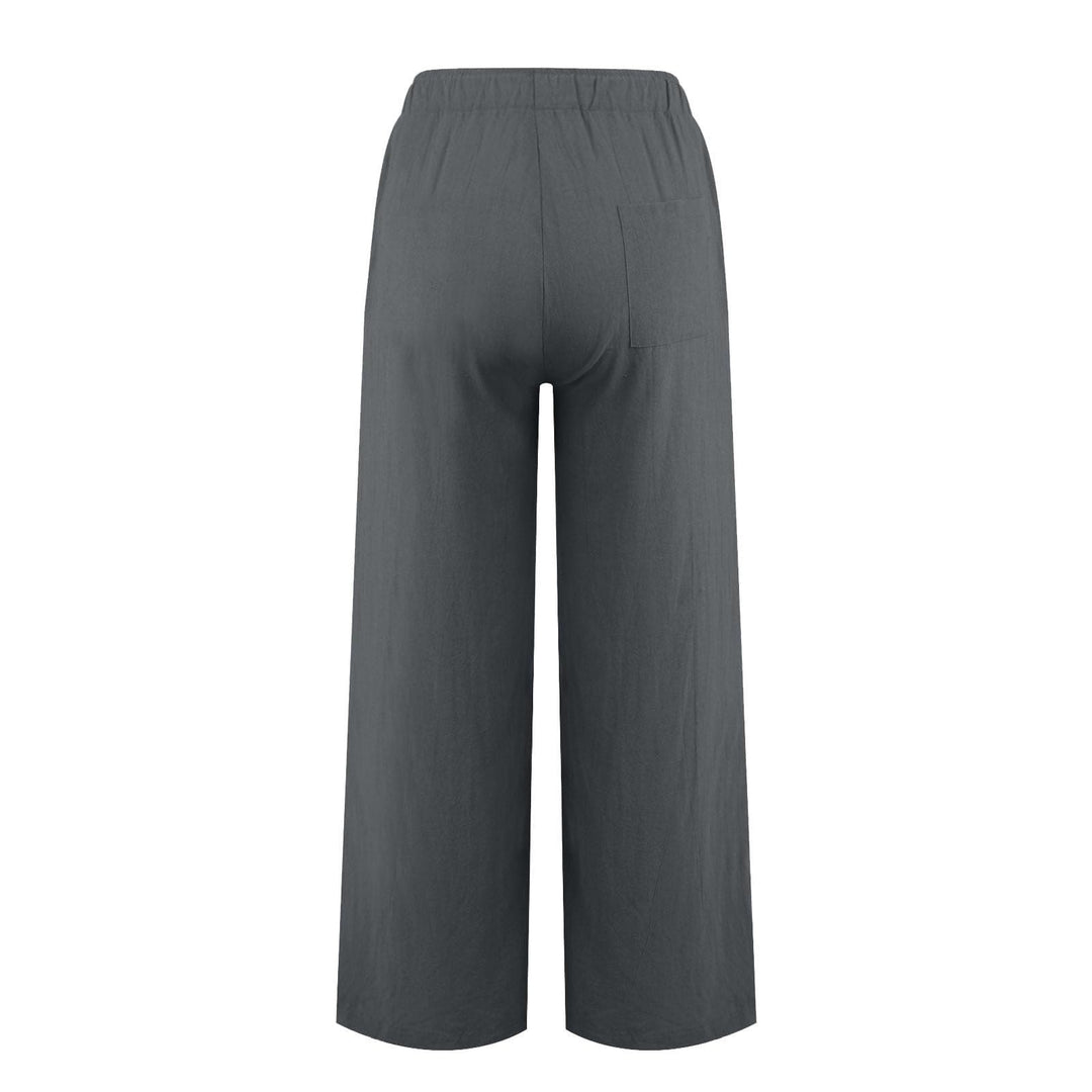 Pantaloni a gamba larga in cotone e lino da donna Olivenorma