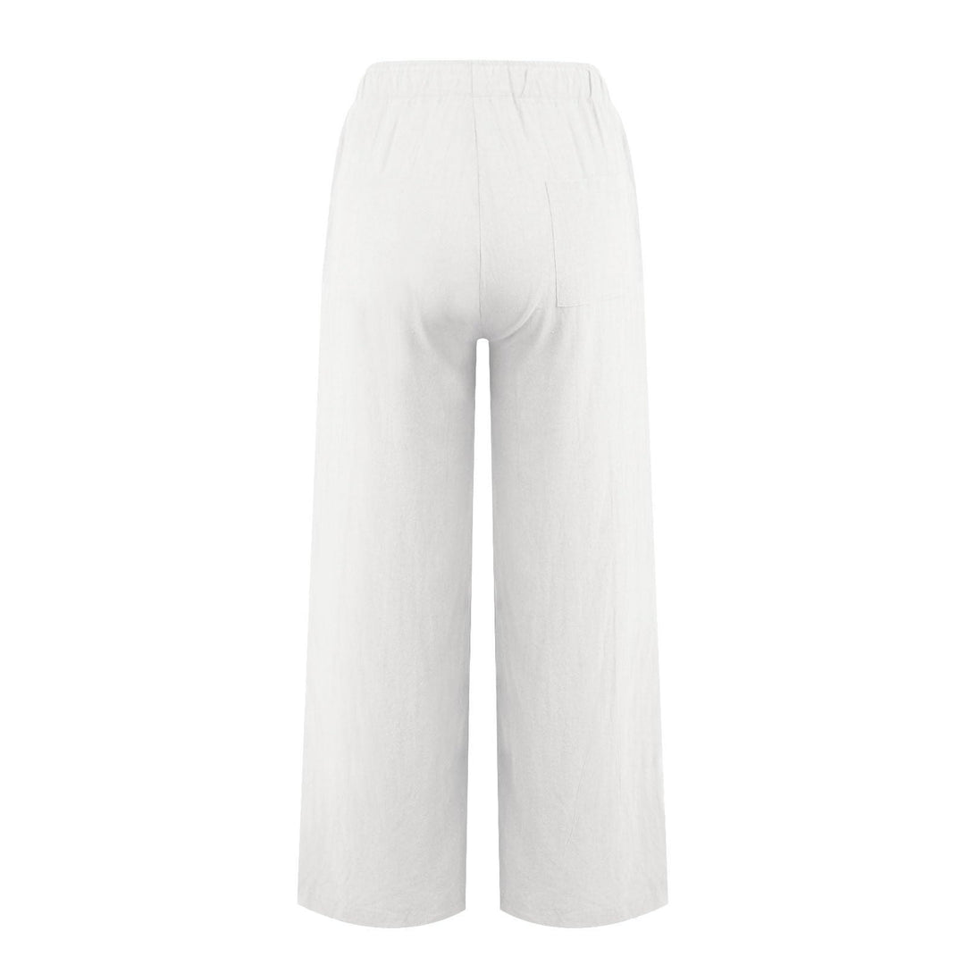 Pantaloni a gamba larga in cotone e lino da donna Olivenorma