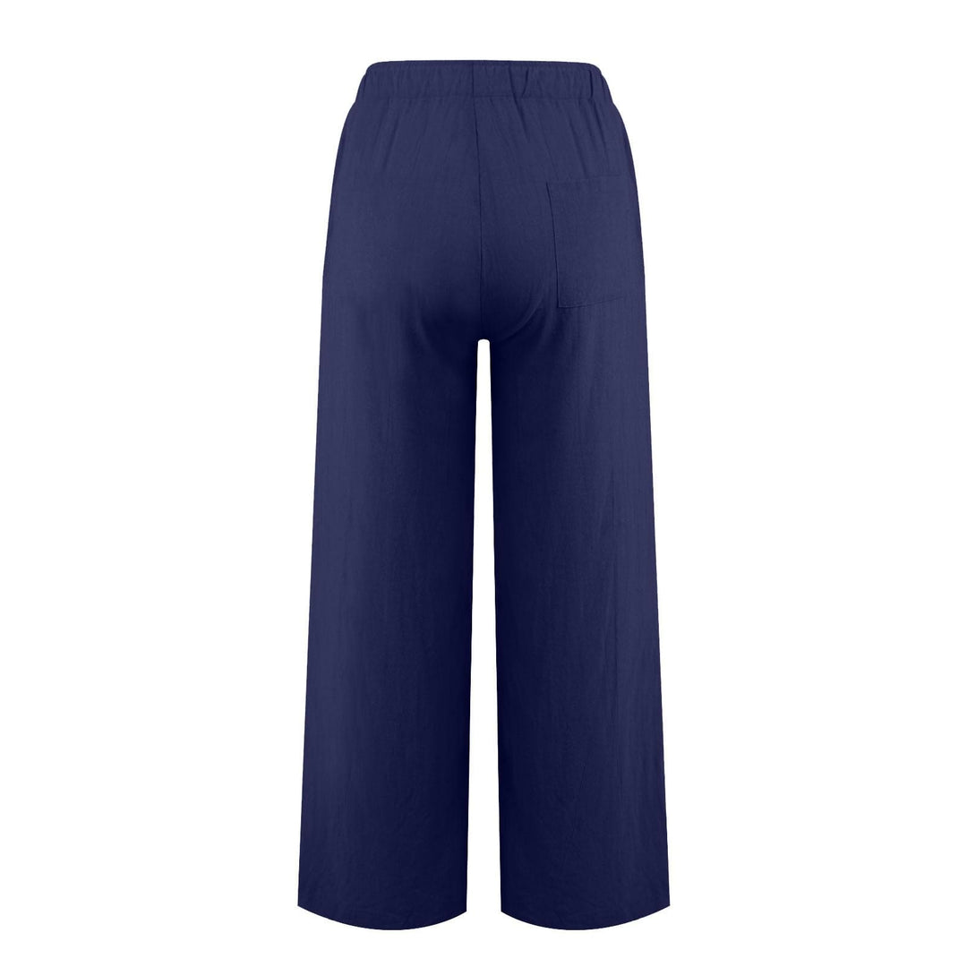 Pantaloni a gamba larga in cotone e lino da donna Olivenorma - image 20