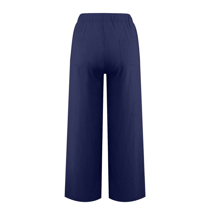 Pantaloni a gamba larga in cotone e lino da donna Olivenorma