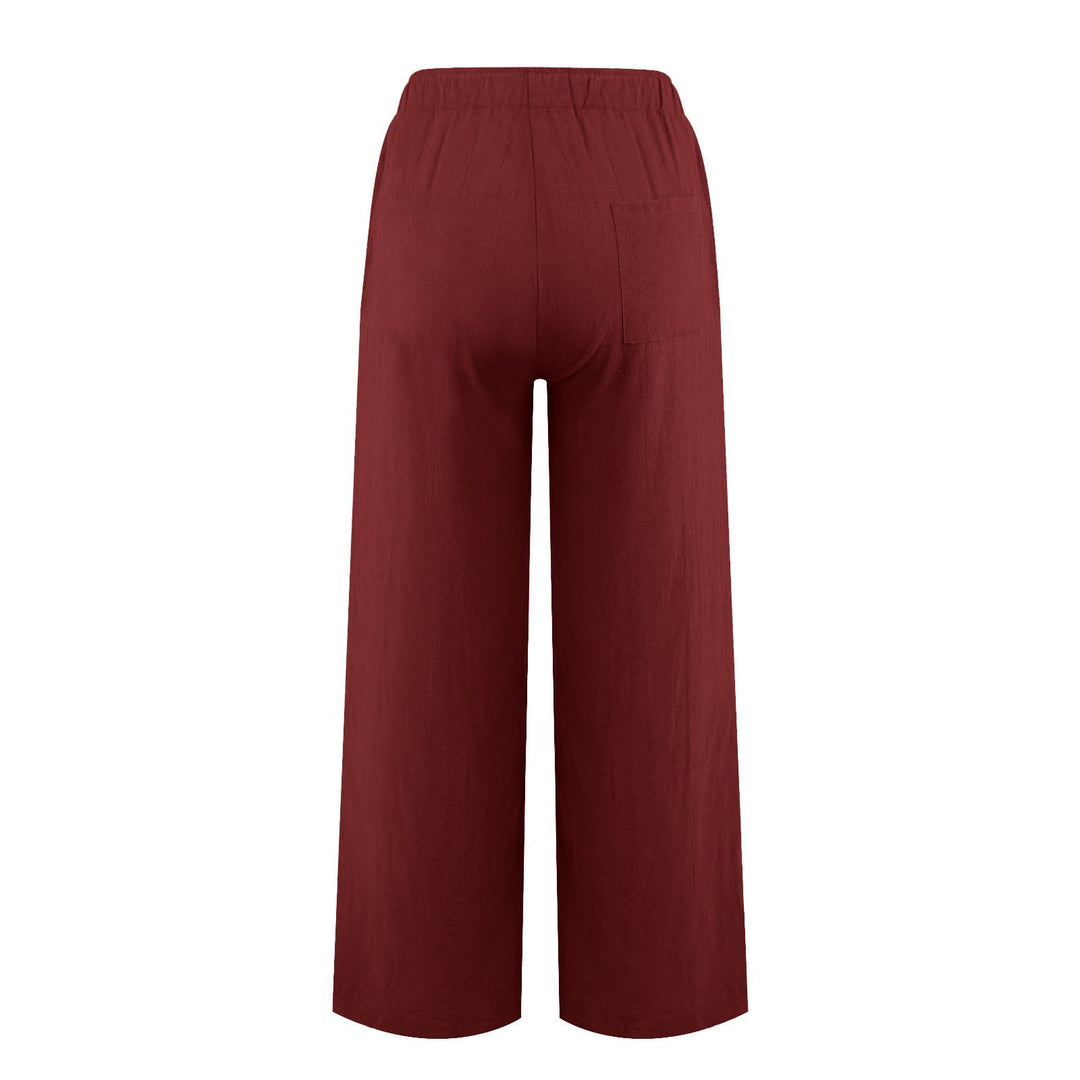 Pantaloni a gamba larga in cotone e lino da donna Olivenorma