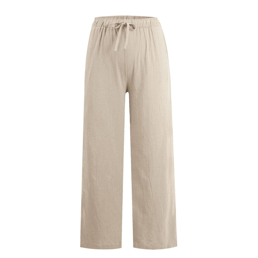 Pantaloni a gamba larga in cotone e lino da donna Olivenorma
