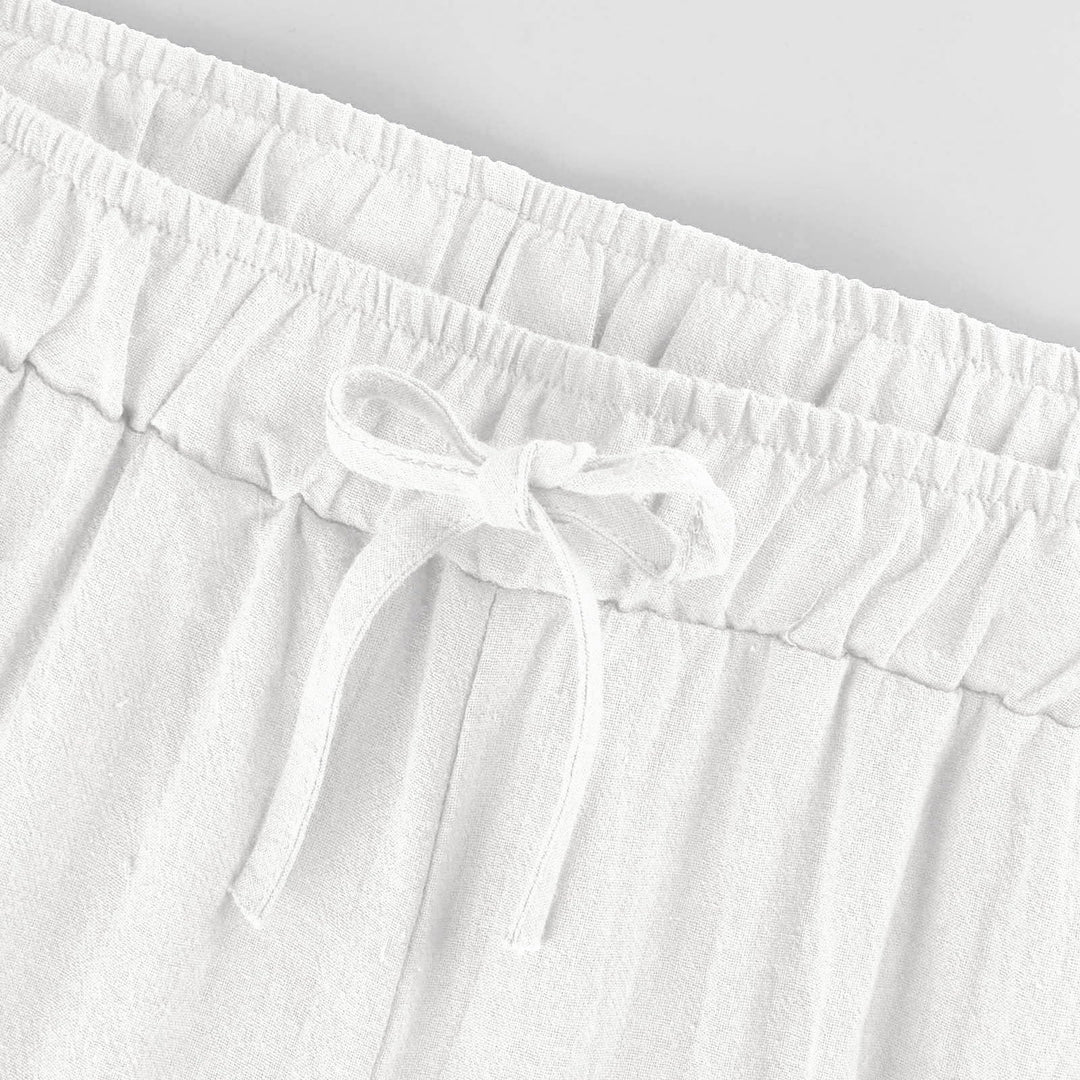 Pantaloni a gamba larga in cotone e lino da donna Olivenorma