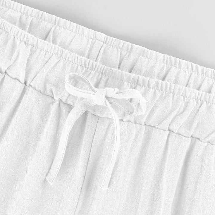 Pantaloni a gamba larga in cotone e lino da donna Olivenorma