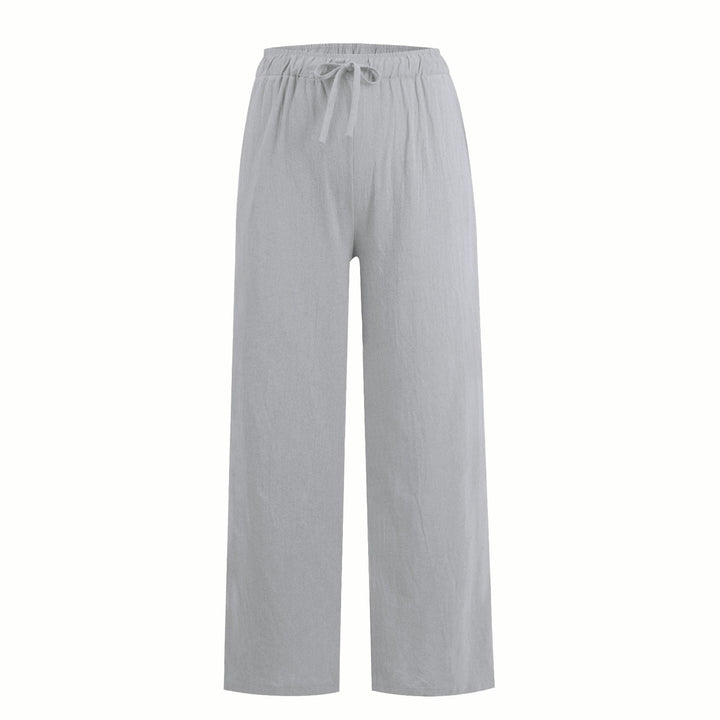 Pantaloni a gamba larga in cotone e lino da donna Olivenorma - image 9