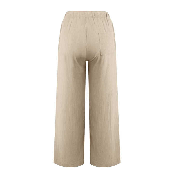 Pantaloni a gamba larga in cotone e lino da donna Olivenorma