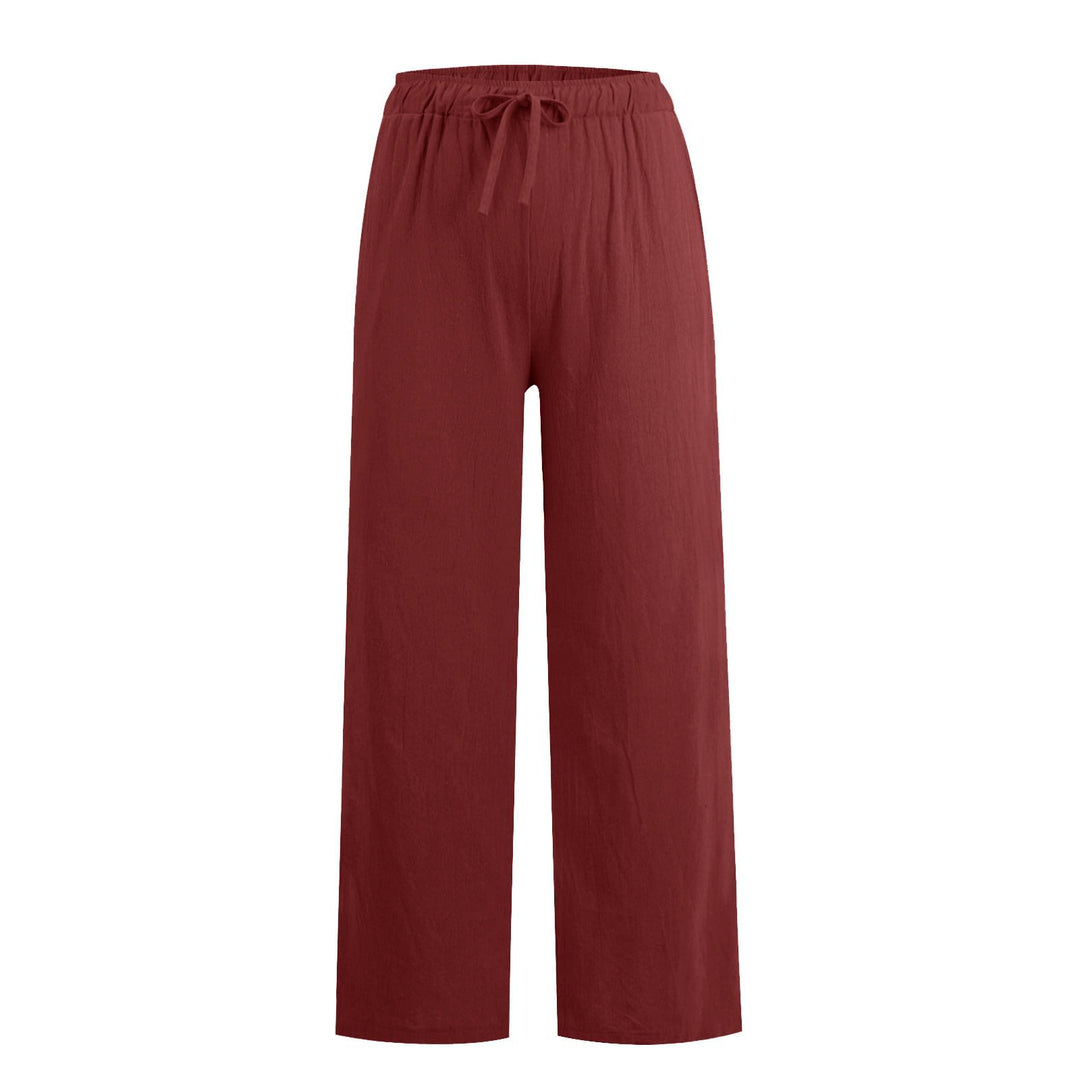 Pantaloni a gamba larga in cotone e lino da donna Olivenorma